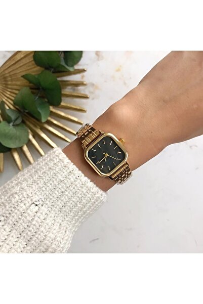 İSTLİV Kare Minimal Gold Renk Kadın Kol Saati