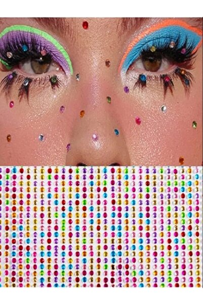 Classy Göz Farı Yuvarlak Model Işıltılı Renkli Yüz Taşı, Vücut Taşı, Makyaj T...