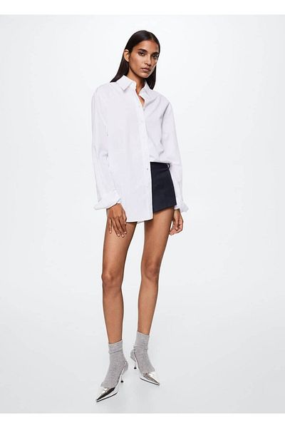 MANGO Woman Cămașă din poplin din bumbac organic