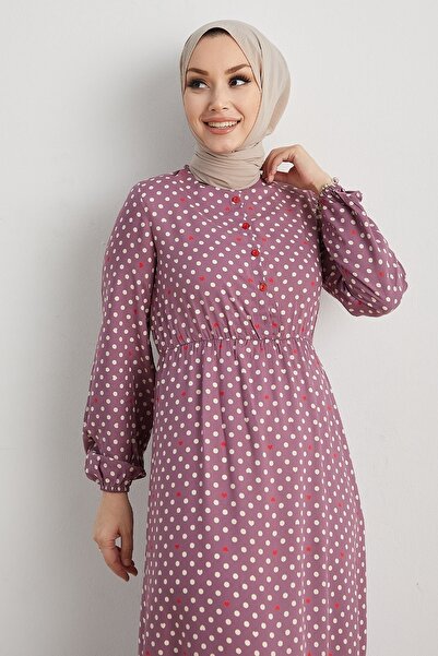 InStyle Siera Heart Polka Dot Woven Dress - Lilac