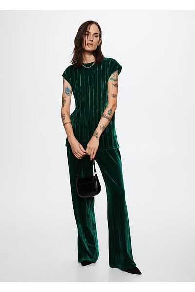 MANGO Woman Pantaloni drepte din catifea