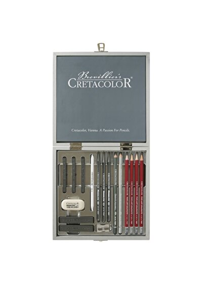 CretaColor Silver Box Ahşap Kutulu Profesyonel Karakalem Eskiz Çizim Seti 17 ...