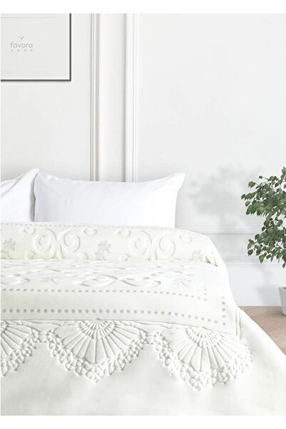 Merinos Κουβέρτα διπλής θέσης Pırıltı Ασημένια Κεντημένη-220x240