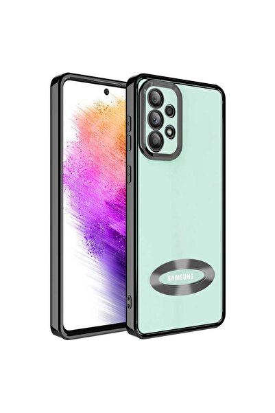 Fibaks Samsung Galaxy A33 5g Kılıf Kamera Lens Korumalı Şeffaf Renkli Logo Gösteren Parlak Kapak