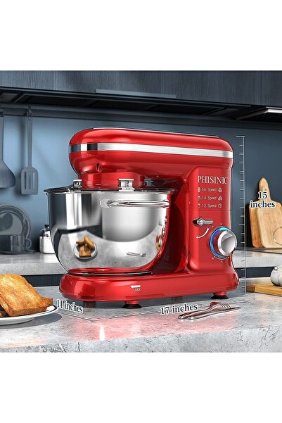 PHISINIC Stand Mikser 5.5 Lt 1500w Hamur Kancalı Çırpıcı, Sıçrama Koruması 3 ...