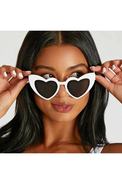 Adil Baba Heart Frame Sunglasses Cat Eye Heart Glasses Heart Retro Sunglasses