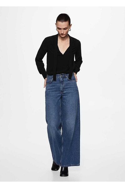 MANGO Woman Tie Collar Blouse
