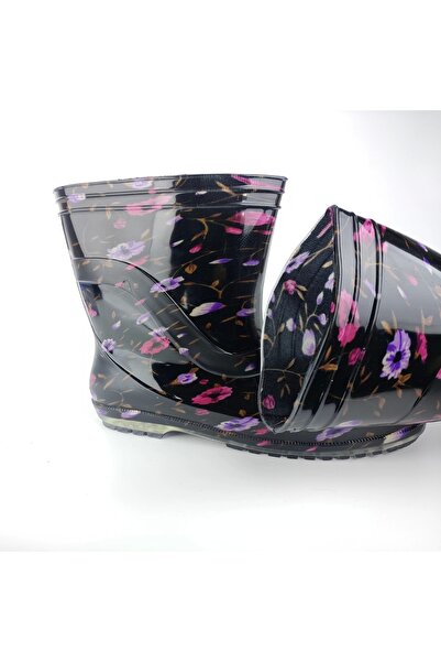 t-step Γυναικείες μπότες βροχής σε μωβ χρώμα Floral Work Vineyard Garden Rain Boots