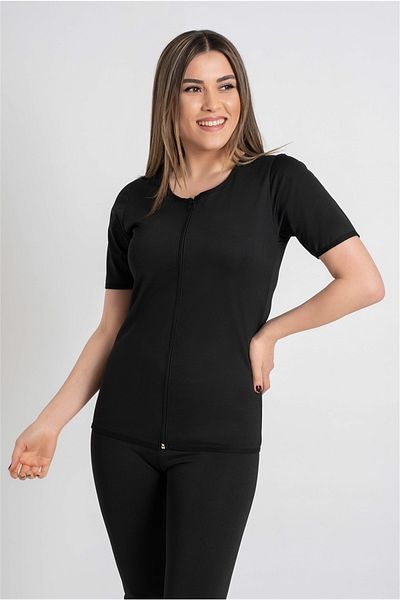 Sh Mağazacılık Thermal Sauna Maximum Sweat Sweat Leggings and Zippered Short Sleeve Set