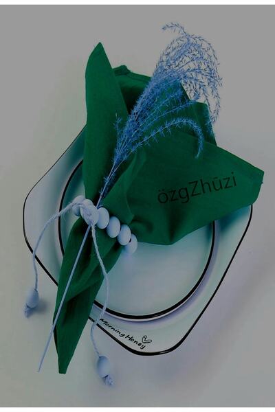 perlina home Yılbaşı Şıklığı 12'li Keten Kumaş Peçete K.yeşil