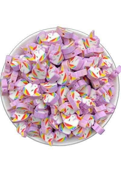 Hedef Bijuteri 25 Adet Unicorn Tek Boynuzlu At Model Polimer Kil Fimo, Unicor...
