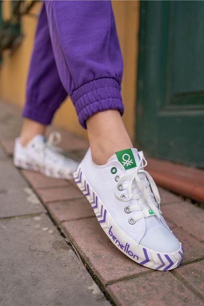 Benetton ® |   Bn-30624-3374 White Lilac - Γυναικεία Αθλητικά Παπούτσια