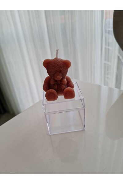 Verda Desing Kutulu Kahverengi Ayıcık El Yapımı Dekoratif Tasarım Mum