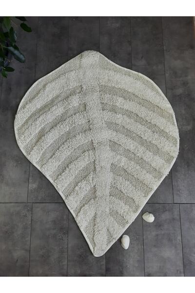 Bonny Home Yaprak Krem Doğal Pamuklu Banyo Paspası 100x100 Cm Tek Parça Tufti...