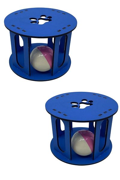 Buffer ® 2 Pieces Wooden Cage Colorful Bulk Cat Paw Patterned Cat Toy with Sound