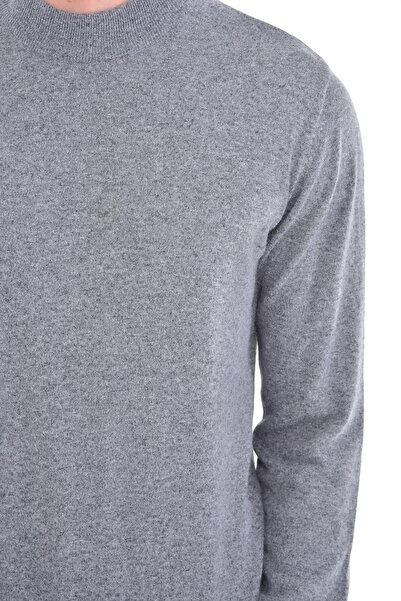 Çizgi Triko Men's Half Fisherman Angora Rabbit Wool Regular Fit Sweater 4462 Gray