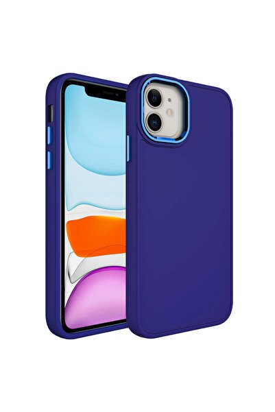 Nezih Case Apple Iphone 11 Metal Çerçeve Hassas Buton Tasarımlı Renkli Içi Ka...