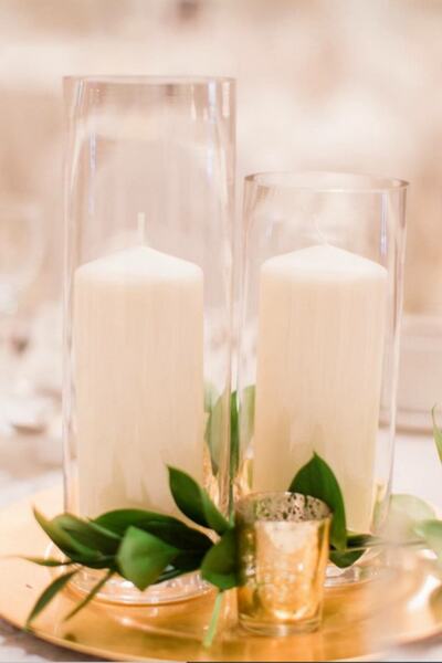 Bexka 2'li Silindir Cam Vazo Dekoratif Mumluk + 2'li Beyaz Vanilya Kokulu Sil...