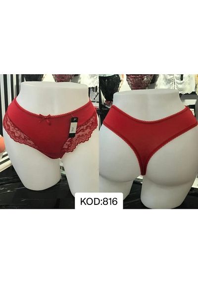 DON AMOR Red Lace Side Detailed Thong Panties