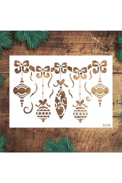 STENCİLTASARIM Stencil Design S256 Christmas Ornaments - Decorative Wall, Item, Tiles, Fabric Painting Templates