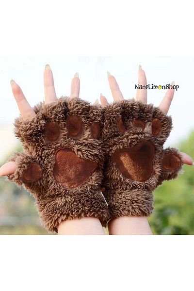 Nanelimonshop Paw Gloves Soft Espresso Dark Brown