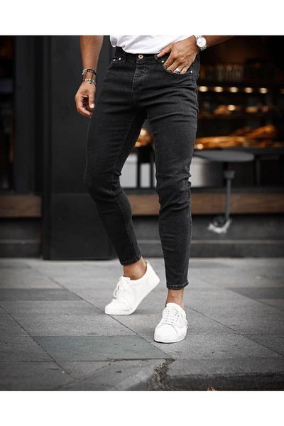 TÜZeMEN Ανδρικό Slimfit Μαύρο Τζιν Παντελόνι
