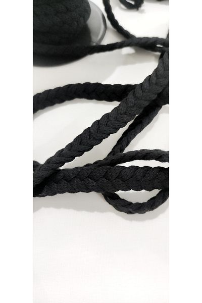 ALTAY TEKSTİL ÜRÜNLERİ Black Cotton 5-Piece Hair Braid Cord Rope