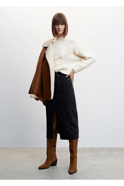 MANGO Woman Fringed Knitted Sweater