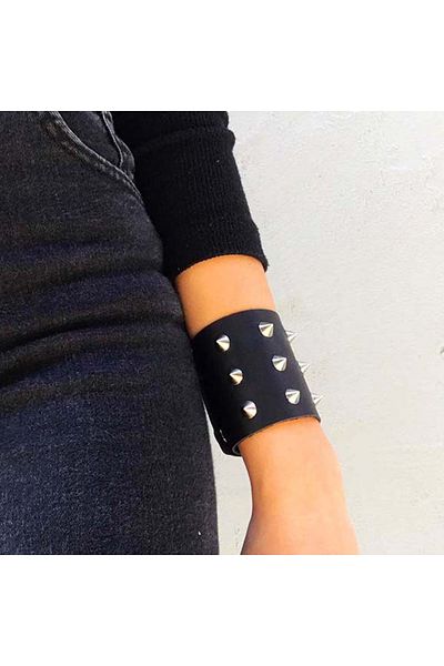 Köstebek Spike Thick Leather Bracelet