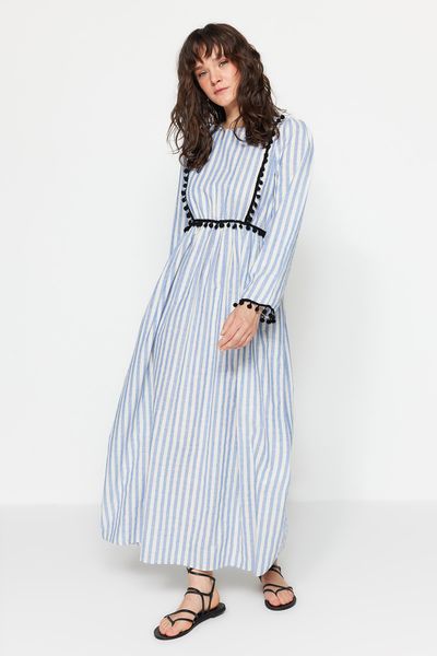 [Übersee-Standard] Damen Kleid Blau Weiß gestreift Looks Trendyol – Für | tolle online shoppen