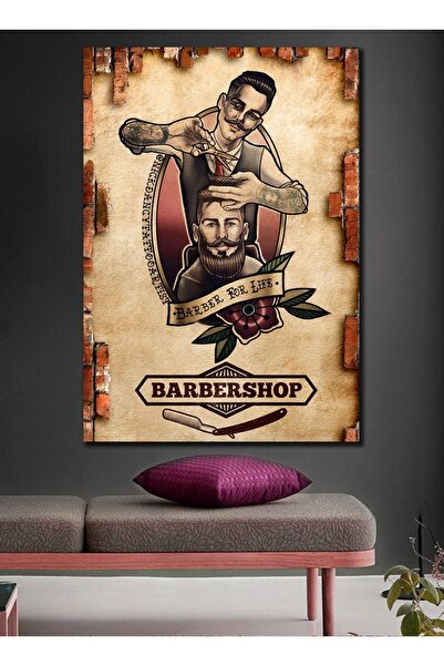 yıldızreklam Eskitme Erkek Kuaför Berber Model Özgün Tasarım Kanvas Tablo