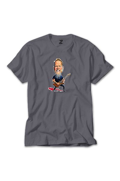 Z zepplin Γκρι μπλουζάκι κινουμένων σχεδίων Metallica James Hetfield