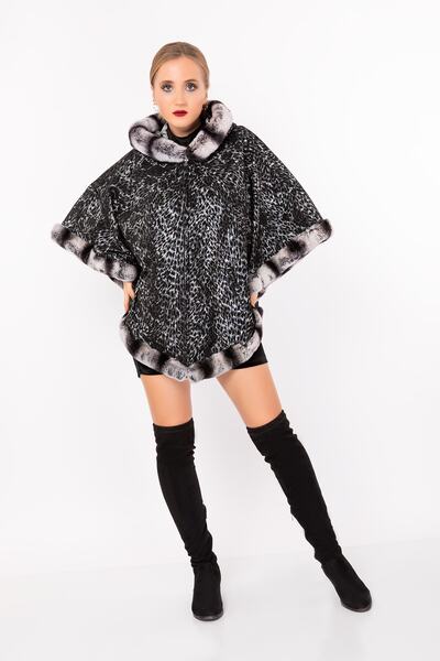 NEW VENTURE GIAN FERRE SOLID LEATHER Hakiki Deri Çift Taraflı Panço