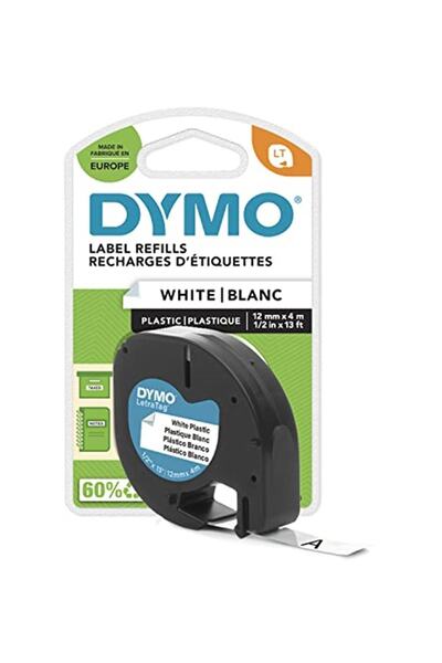 Dymo S0721660, Пластмасова лента Letratag (12 мм x 4 м), бяла (59422)