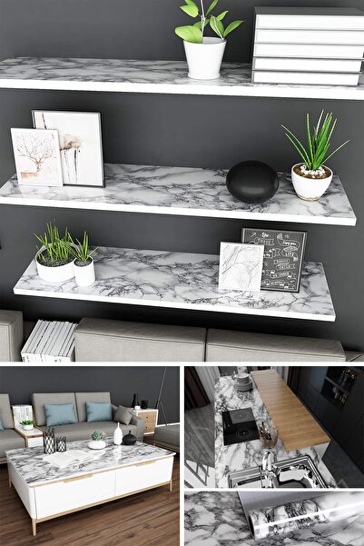 Technojet Acoperire autoadezivă cu model de marmură pentru bucătărie, baie, blat, perete și masă (60cmx300cm)