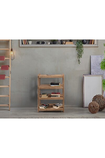 BarışAhşap Çok Amaçlı Ahşap 4 Raflı Kitaplık Havluluk