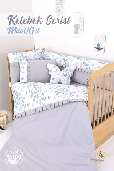 Umaybebek 70x130, Bebek Nevresim Takımı, Dolgu Korumalık, Düz Çarşaf - %100 P...