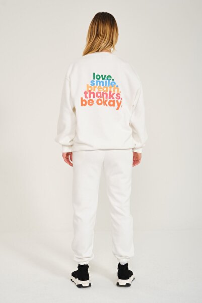 C&C OKULCUNUZ Love Smıle Breath Thanks Be Okay Надрукований 0 Комір Спортивний костюм