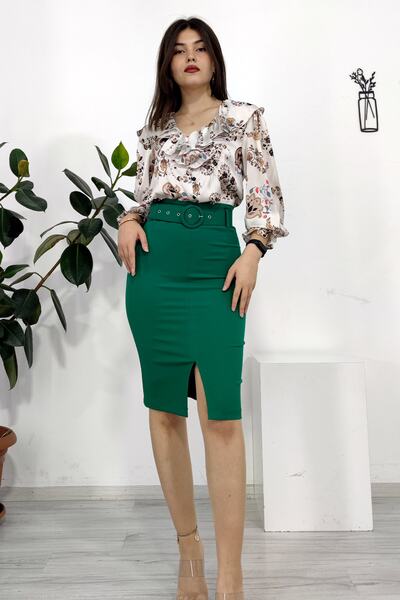 MissVina Y-6407 Y Coated Belted Vase Φούστα