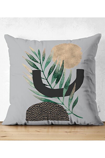 Realhomes Çift Taraflı Gri Zemin Üzerinde Soyut Yaprak Çizimli Modern Özel Ta...