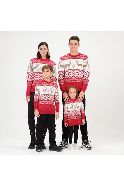 A&O Style Christmas Themed Crew Neck Family Christmas Knitwear Sweater