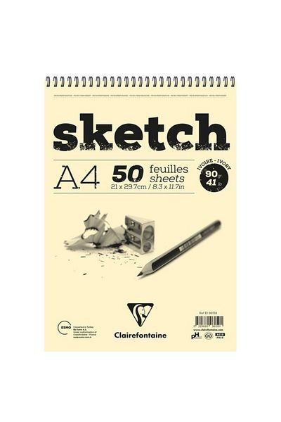 Clairefontaine Esquisse Ivory A4 Short Sided Spiral Sketch Sketch Notebook - Single Eı96159