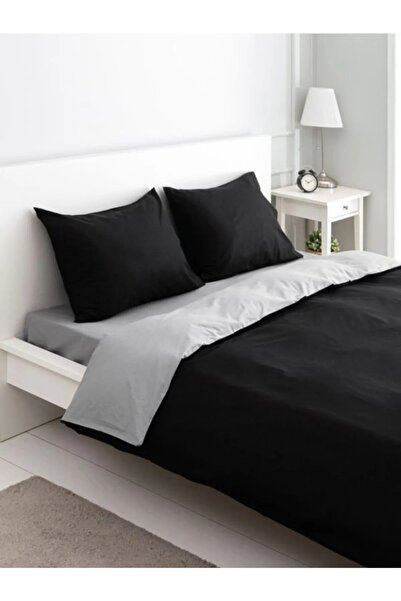 Julia Home غطاء لحاف مزدوج 200x220 مزدوج الجوانب أسود-رمادي