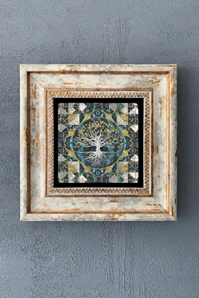 Oscar Stone Decor Tree of Life Framed Stone Wall Decor 20X20 cm