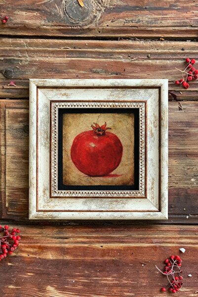 Oscar Stone Decor Nar Temalı Çerçeveli Taş Duvar Dekoru 20x20cm