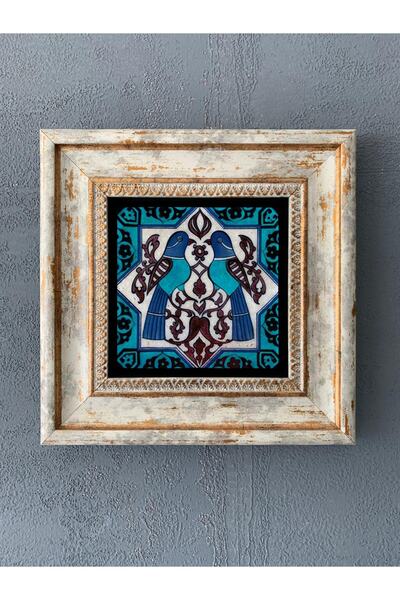 Oscar Stone Decor Çerçeveli Taş Duvar Dekoru 20 x 20 Cm Çini Desen