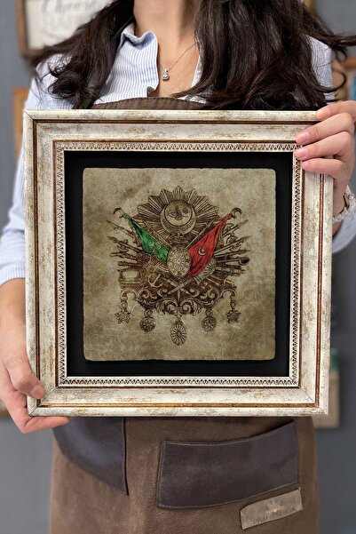 Oscar Stone Decor Çerçeveli Tablo Taş Duvar Dekoru 30 X 30 Cm Osmanlı Tuğrası...