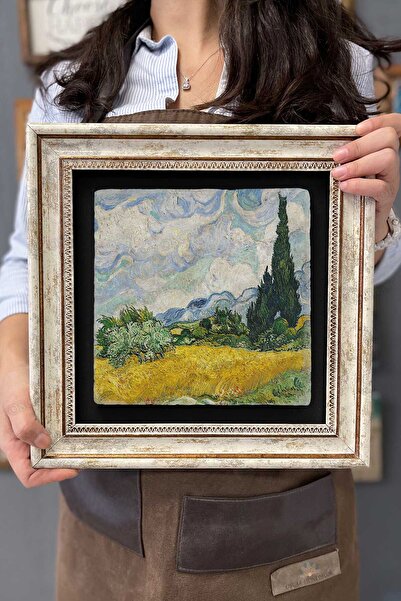 Oscar Stone Decor Çerçeveli Tablo Taş Duvar Dekoru 30 X 30 Cm Van Gogh Tablosu