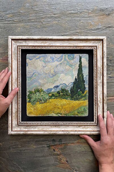 Oscar Stone Decor Çerçeveli Tablo Taş Duvar Dekoru 30 X 30 Cm Van Gogh Tablosu