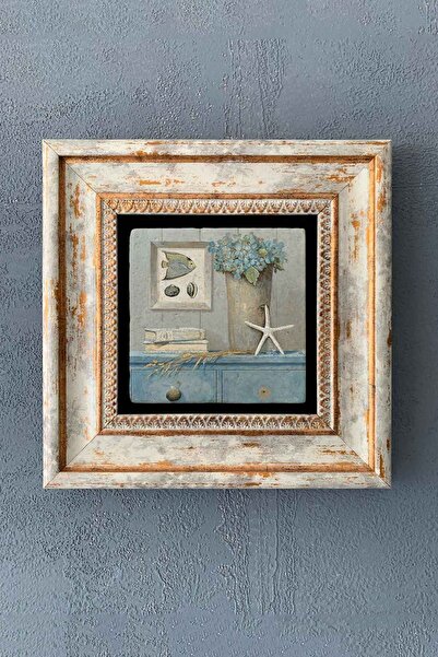 Oscar Stone Decor Marin Çerçeveli Taş Tablo 20x20 Cm-wall Decor